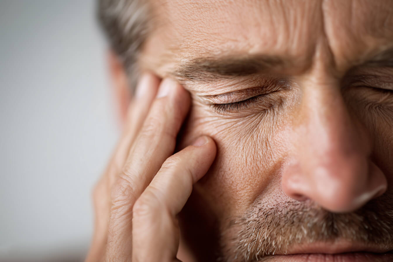 Mann mit unerträglichen Kopfschmerzen bei Glaukomanfall